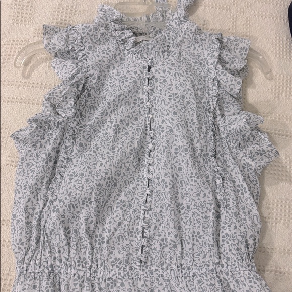 Outerknown Canyon Cotton Floral Maxi Size M Blue White Ditzy Tiered Dress Size M - Picture 8 of 13